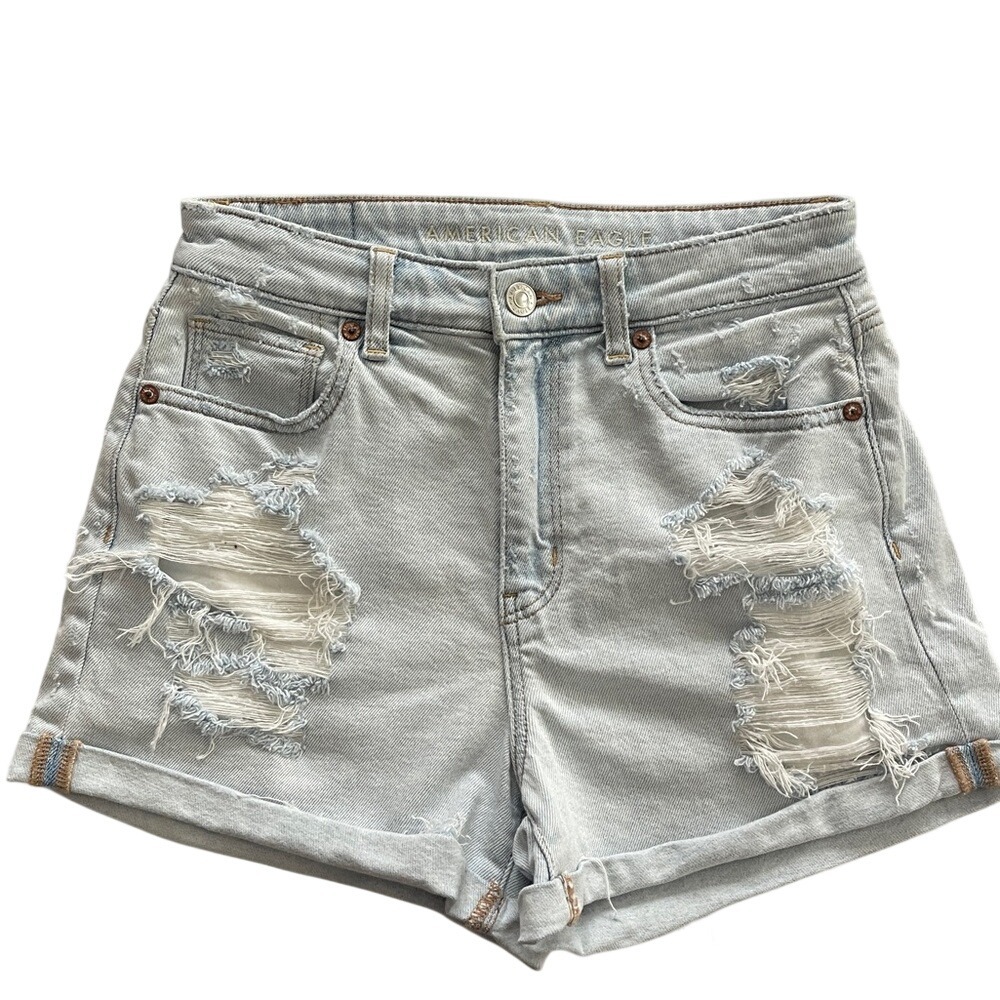 American‎ Eagle Mom Short Distressed Denim Shorts 4